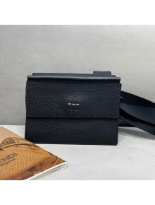 Fendi Men's Grained Leather Messenger Mini Bag Black 2021