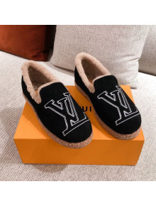Louis Vuitton Frontrow Wool LV Flat Loafers Black 2020