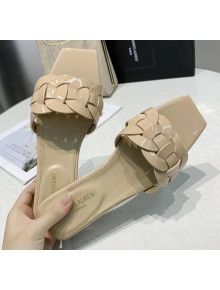 Saint Laurent Patent Leather Flat Sandal Beige 2020