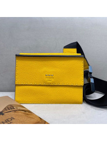 Fendi Men's Grained Leather Messenger Mini Bag Yellow 2021