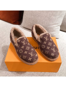Louis Vuitton Frontrow Wool LV Flat Loafers Dark Brown 2020