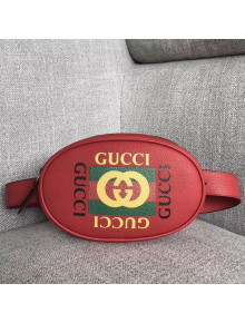 Gucci Logo Print Leather Belt Bag 476434 Red 2018
