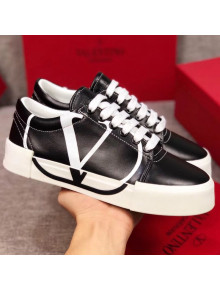 Valentino VLogo Calfskin Low-Top Sneakers Black 2019