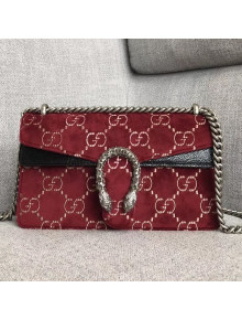Gucci Dionysus GG Velvet Small Shoulder Bag 499623 Red/Black 2018