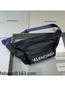 Balenciaga Wheel Logo Embroidered Nylon Bel Bag Black 2021 03