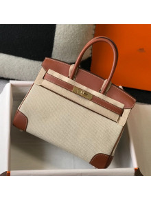 Hermes Birkin 30cm Bag in Swift Leather and Canvas Brown/Beige/Gold 2022