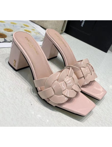 Saint Laurent Patent Leather Slide Sandal With 6.5cm Heel Pink 2020