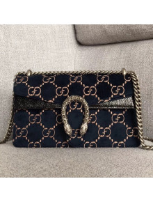 Gucci Dionysus GG Velvet Small Shoulder Bag 499623 Dark Blue/Black 2018