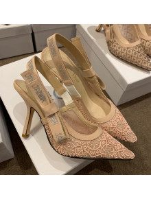 Dior J'Adior Slingback Pumps/Ballerinas Flats in Nude Beads Mesh Embroidery 2021