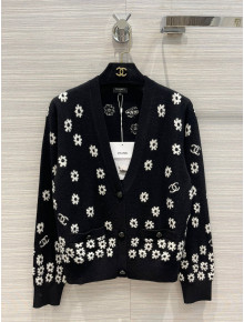 Chanel Cashmere Knit Daisy Cardigan Black 2022 06
