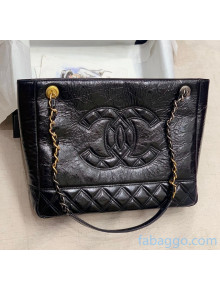 Chanel Shiny Aged Calfskin Shopping Bag AS1875 Black 2020