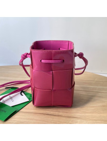 Bottega Veneta Cassette Intreccio Patent Leather Mini Bucket Bag Cuckoo Pink 2022 680217