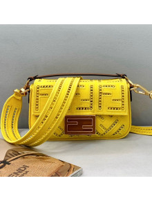 Fendi Baguette Mini Bag with FF embroidery Yellow 2021 8372S
