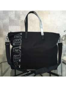 Prada Nylon Logo Top Handle Bag 2VG024 Black/Grey 2019