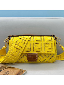 Fendi Baguette Medium Bag with FF embroidery Yellow 2021 8372L