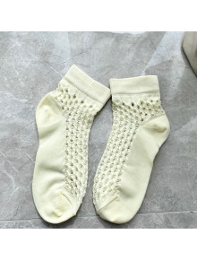 Dior Mesh Short Socks Cream White 2020