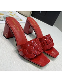 Saint Laurent Patent Leather Slide Sandal With 6.5cm Heel Red 2020