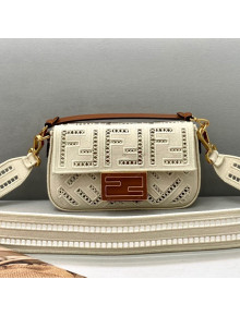 Fendi Baguette Mini Bag with FF embroidery White 2021 8372S
