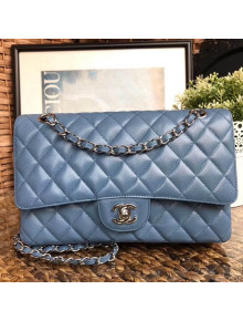 Chanel Grained Calfskin Medium Classic Flap Bag A1112 Blue