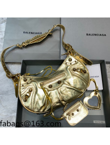 Balenciaga Le Cagole Metallized Lambskin Small Shoulder Bag Gold 2021