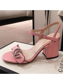Gucci Leather GG Strap Mid-heel Sandals Pink 2021
