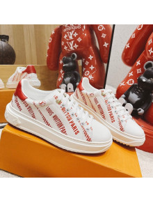 Louis Vuitton Time Out Signature Print Leather Sneakers White/Red 2021