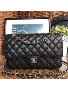Chanel Grained Calfskin Medium Classic Flap Bag A1112 Black