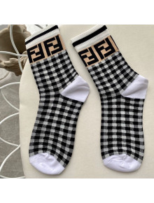 Fendi FF Checked Short Socks Black/White 2020