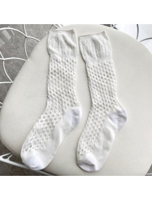 Dior Mesh Medium-High Socks White 2020