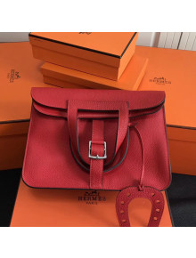 Hermes Halzan Togo Calfskin Leather Bag In Red