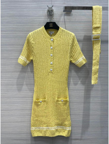 Chanel Knit Dress Yellow 2022 031213
