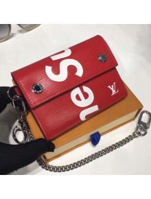 Louis Vuitton x Supreme Epi Leather Key Chain Wallet Red 2017