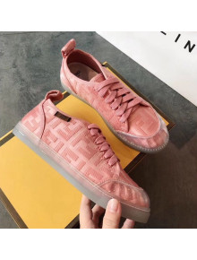 Fendi FF Canvas and PVC Low-Top Sneakers with Label Pink 2020