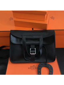 Hermes Halzan Togo Calfskin Leather Bag In Black