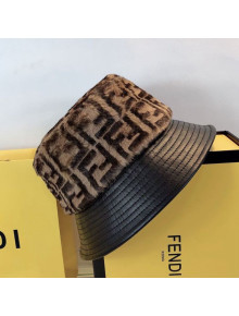 Fendi FF Fur Leather Bucket Hat Black/Brown 2020