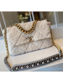 Chanel Shearling Sheepskin Large Chanel 19 Flap Bag AS1161 White 2020