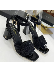 Saint Laurent Crystal Calfskin Sandal With 6.5cm Heel Black 2020