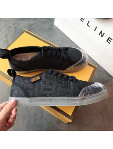 Fendi FF Canvas and PVC Low-Top Sneakers with Label Black 2020