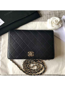 Chanel Wallet on Chain WOC Bag in Black Calfskin with Resin CC 2018