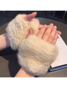 Chanel Fingerless Mink Fur Gloves Light Beige 30 2020