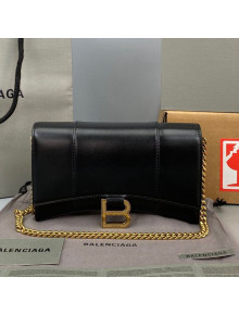 Balenciaga Hourglass Chain Wallet in Smooth Leather Black/Gold 2021