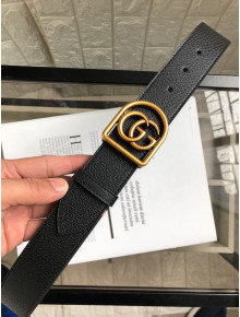 Gucci Leather Belt 38mm with Framed D Double G Buckle Black/Gold 2019