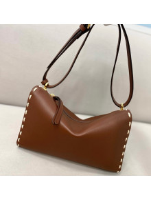 Fendi Triangle Boston Bag in Stitching Leather Brown 2021 8388 