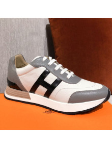 Hermes Avantage Leather Sneakers White/Grey 2021 04 (For Women and Men)