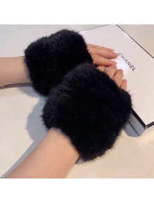 Chanel Fingerless Mink Fur Gloves Black 31 2020
