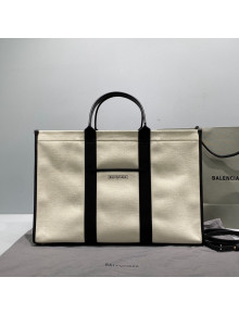 Balenciaga Hardware Large Tote Bag in White Cotton Canvas 2021