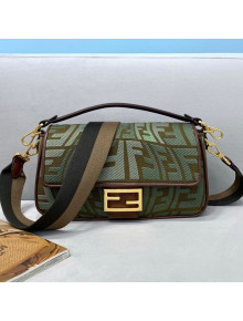 Fendi Baguette Medium Bag in FF Fish-Eye Embroidered Canvas Green 2021 8381