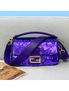 Fendi Baguette Sequins Medium Bag Purple 2021