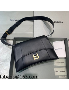 Balenciaga Hourglass Sling Back Large Bag in Calf Leather Black/Gold 2021