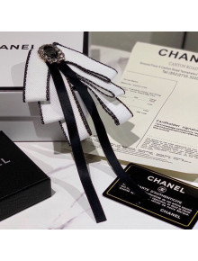 Chanel Necktie Bow Brooch White 2020